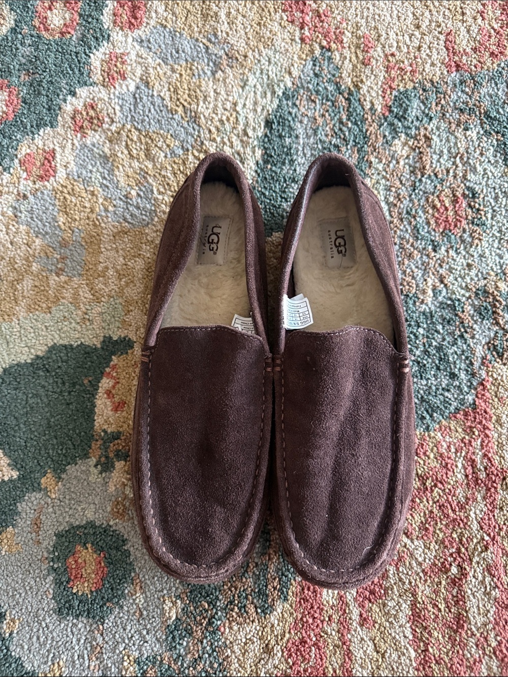 UGG Men's Dark Brown Suede Slip-On Moccasins